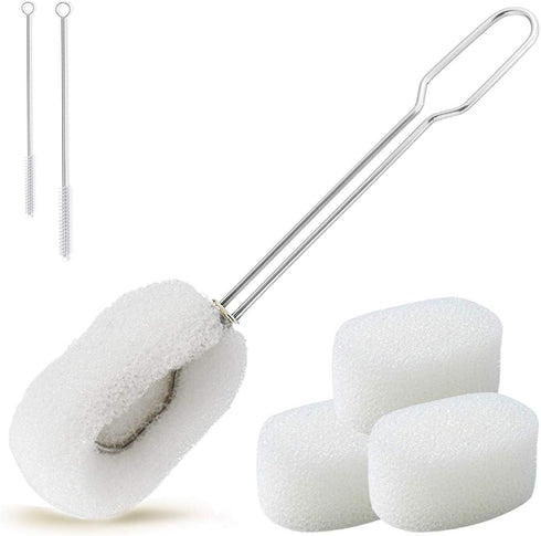 ALINK 6-Pack Sponge Bottle Dish Brush with Handle, Non-Scratch Washing Scrubber Cleaner for Wine/Whiskey Glass, Cups, Tumblers with 3 Refill Heads...