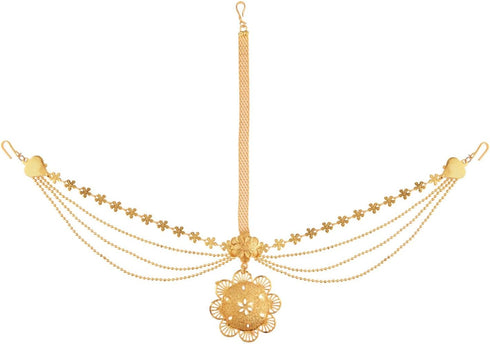 Efulgenz Gold Tone Indian Jewelry for Women Dubai Style Matha Patti Indian Gold Tone Floral Multilayer Beads Chain Matha Patti Indian Bollywood Br...