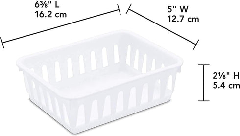 Tribello Mini Plastic Baskets for Organizing, White Drawer/Closet Storage Tray, Size 6 x 5 x 2 - Pack of 6 - Made in USA...