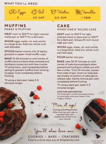 Simple Mills Almond Flour Baking Mix, Chocolate Muffin & Cake Mix - Gluten Free, Plant Based, Paleo Friendly, 11.2 Ounce (Pack of 1)...