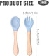 Silicone Baby Fork and Spoon Set, 1pc Silicone Fork 1pc Silicone Baby Spoon Self Feeding 6+ Months Wooden Handle Baby Led Weaning Spoon Utensils f...