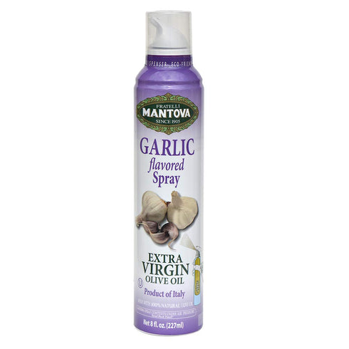 Mantova Extra Virgin Olive Oil Spray Garlic Flavored 8 oz. Spray Bottle - Manage Oil Amount - Great For Salads & Cooking...