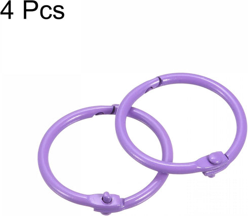 uxcell Loose-Leaf Binder Rings, 30mm/ 1.2 inch Metal Book Ring Key Holder for Home, Office Supplies, Purple, 4Pack...