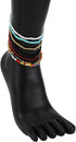 Pingyongchang Boho Handmade Beads African Anklets Set Layered Beach Colorful Stretch Beaded Elastic Foot Hand Chain Anklets Bracelets for Women Je...