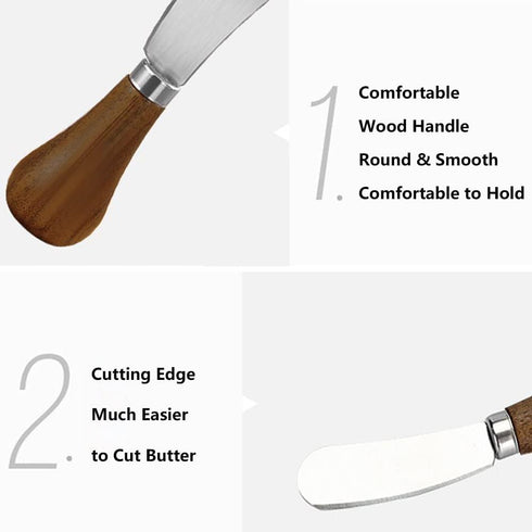 2 Pack Butter Spreader Knife Standing, Stainless Steel Cheese Spreader Knives with Wood Handle, Butter Knives with Sharp Edge for Easily Cutting &...