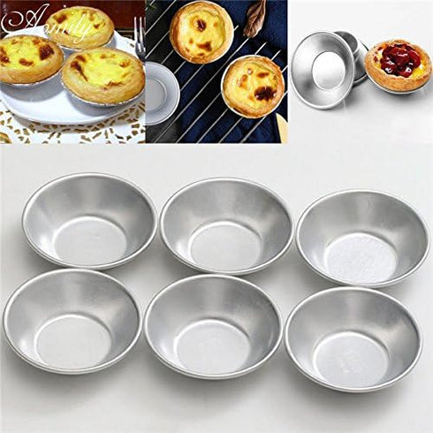 10 Pack Mini Egg Tart Tins Molds Tiny Pie Muffin Cupcake Pans NonStick Bakeware Kitchen Baking Tool Silver...