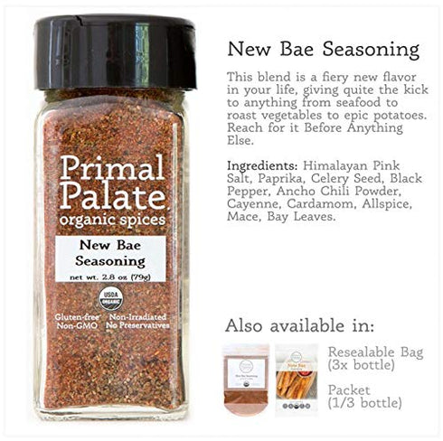 Primal Palate Organic Spices New Bae Seasoning, Certified Organic, 2.8 oz Bottle...