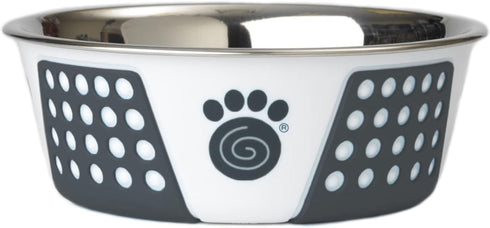 PetRageous 15001 Fiji Stainless Steel Non-Slip Dishwasher Safe Dog Bowl 3.75-Cup Capacity 6.75-inch Diameter 2.5-inch Tall for Medium and Large Do...