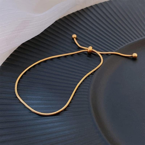 Pingyongchang Thin Chain Bracelets Anklet for Women Adjustable Chain Anklet Bracelet Vintage Fashion Simple Pull Thin Chain Metal Anklet Female Fo...