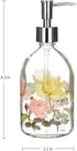 Glass Soap Pump Dispenser Floral and Butterfly 17 Ounce by A Ting...