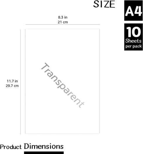 Clear Dry Erase Board Sticker - 10 Sheets of A4 - Transparent Self Adhesive White Board Sticker - Clear Dry Erase Board for Refrigerator, Desk, Of...