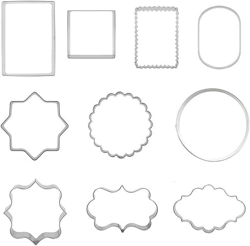 10 PCS Plaque Frame Cookie Cutters Set Fondant Tiles Biscuit Cutter Molds for Cookie Fruit Shapes...