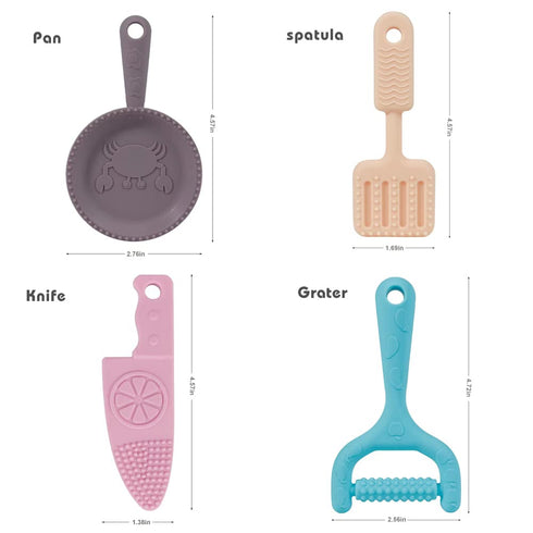 0-BPA silicone culinary kitchen utensil baby teething toys,Chef cooking role playing games training for baby girls boys,Molar chewing freezer teet...