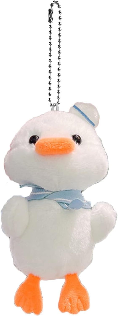 2Pcs White 14cm Duck Plush Keychain,Soft Fully Filled Lovely Cartoon Animal Doll Hanging Ornament,Portable Stuffed Duck Doll Plush Key Backpack Pe...
