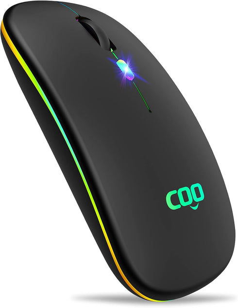 COO LED Slim Mouse with 3 Adjustable DPI, Dual Mode(Bluetooth 5.1 and 2.4G Wireless) for iPad OS 13, MacBook, Laptop, Mac OS 10.10...