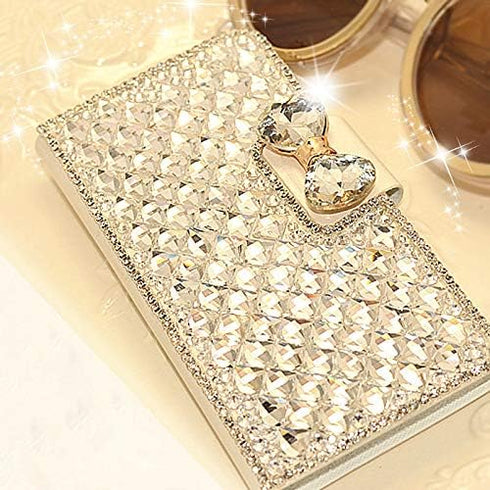 Bonitec iPhone 13 Pro Max Wallet Case - Luxury Glitter Bowknot Diamond Rhinestone Flip Stand with Card Slot...
