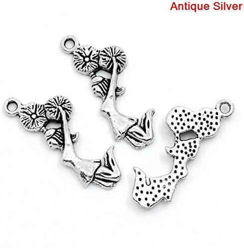 JGFinds Cheerleading Charms, Cheerleader with Pom-Poms - 50 Pieces, 28mm Length with a 1.7mm Hole, Silver Tone (50 Pc Cheerleader), for DIY Cheer ...