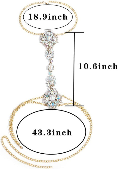 ELABEST Boho Rhinestone Statement Chest Chain Crystal Necklace Body Chain Summer Beach Body Jewelry Accessories for Women...