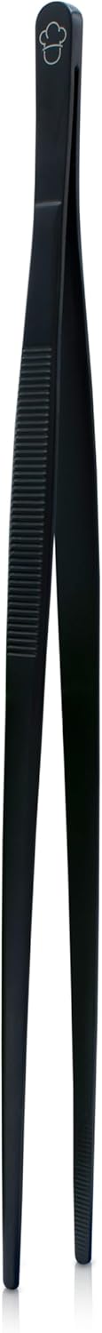 Titanized Stainless Steel Kitchen and Cooking Tweezer Tongs 10" by Pinch (Black)...
