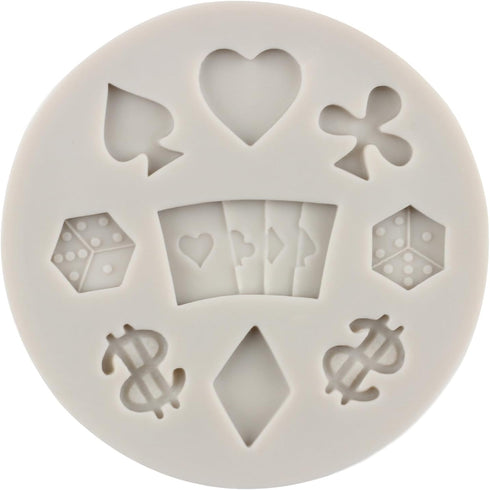 Poker Silicone Molds 3D Casino Themed Chocolate Molds Mini Heart Molds For Cake Decorating Cupcake Topper Candy Gum Paste Polymer Clay Set Of 1...