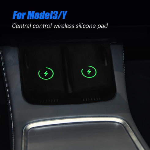 Center Console Wireless Charger Anti-Slip Silicone Mat, Waterproof Phone Pad for Wireless Charging, Car Interior Accessories Universal for Model 3...