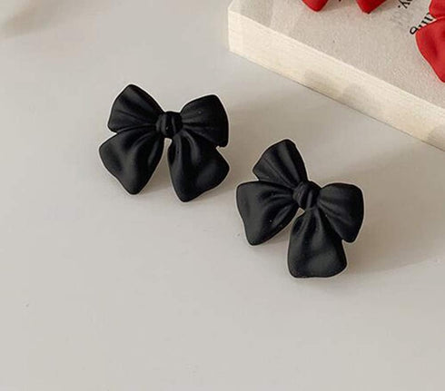 1 Pair Artist Bow Tie Ribbon Stud Earrings for Women Black Daily Bow Earring Jewelry (1 Pair Black)...