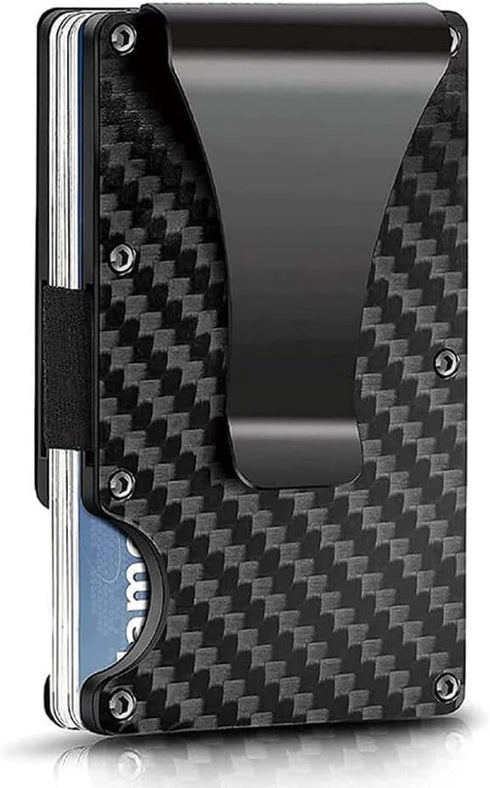 Metal Money Clip Wallet, Carbon Fiber Wallet, RFID Blocking Metal Card Holder for Men Slim Aluminum Holder Pocket Cash Credit Card Holder...