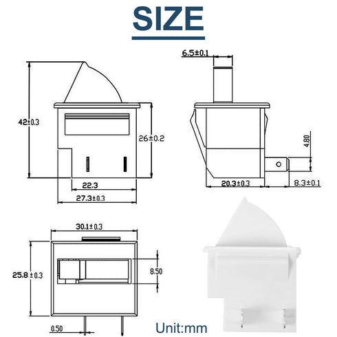 Refrigerator Door Lamp Light Switch 5A AC 125V 2Pin,Rocker Lever Control Refrigerator Door Light Switch, Replacement Fridge Parts - 2Pack......