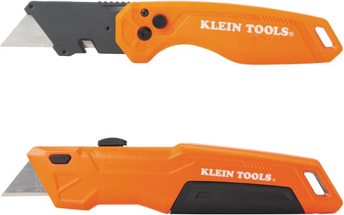 Klein Tools 44312 2-Piece Folding Utility Knife and Slide-Out Knife Set, FLICKBLADE, Retractable with On-Tool Blade Storage, Includes 5 Blades...