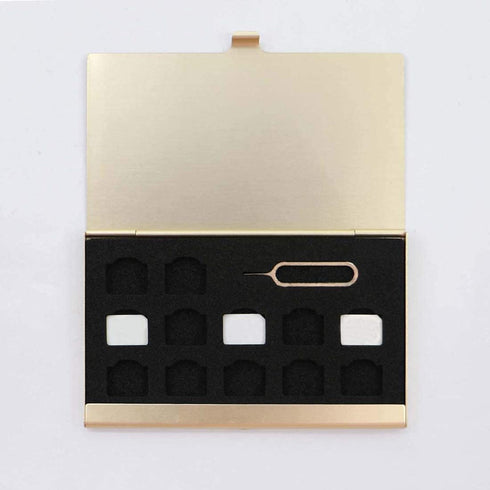 Aluminum SIM Card Case,Universal Waterproof Slim Mini SIM Card Slots Storage Case,with 12 Nano SIM Card &1 Cell Phone Eject Pin Slots(Gold)......