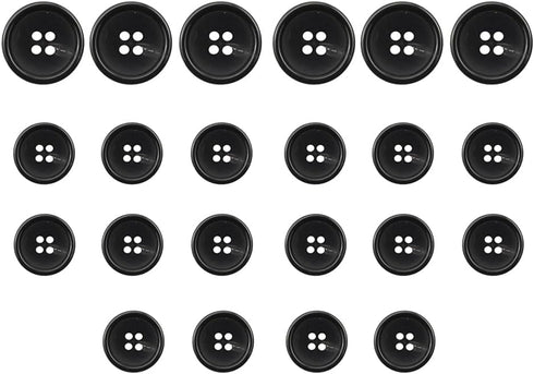 22 Pieces Real Horn Buttons Set for Blazer and Suit, 20mm 15mm Mixed Genuine Buttons for Men Women's Jacket Coat Uniforms (Black)...