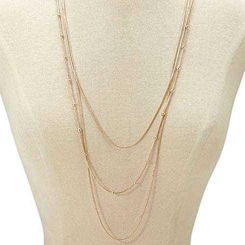 COLORFUL BLING Dainty Gold Chain Beads Statement Necklace Multi-Strand Waterfall Strand Long Chains Strand Necklace for Women Girls Jewelry...