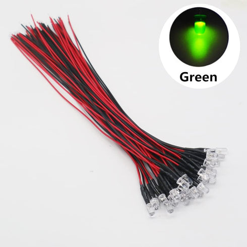 20pcs/lot DC12V F5mm 20cm Round Pre-Wired Water Clear LED Light Lamp Bulb Prewired Emitting Diodes for DIY Home Decoration (RGB Fast)...