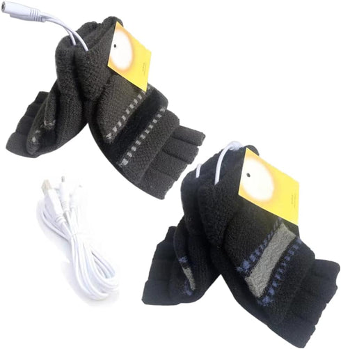 Women's & Men's 2 Pack USB Heated Gloves Mitten Winter Hands Warm Laptop Gloves, Knitting Hands Full & Half Heated Fingerless Heating Warmer Washa...