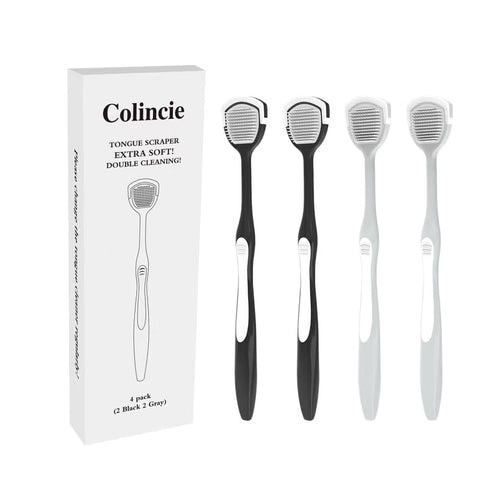 Tongue Cleaner, Tongue Brush, Tongue Scraper for Oral Hygiene, Clean Tongue, Reduce Bad Breath and Make Our Breath Fresher Black,Gray Pack of 4 (B...