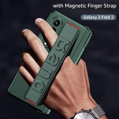 for Samsung Galaxy Z Fold 3 Case with Wrist Strap & Screen Protector & S Pen Slot,Magnetic Hinge Protective Bumper Case Ultra Slim Shockproof Anti...