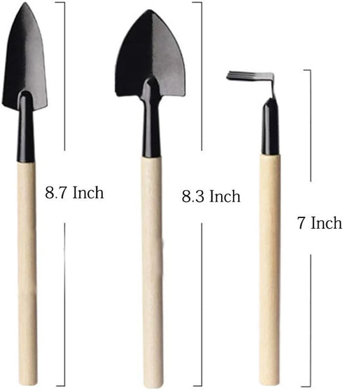 Set of 3pcs Gardening Tools for Small Plants Succulents Pots Flower Cactus - Bonsai Tool Kit Gift for Kids and Adults...