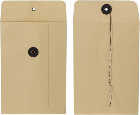 10 Pcs Vintage Kraft Paper File Folder Thickened A5 Filing Envelope Project Photo Pockets Reusable Document Wallet Bag with String Tie Closure for...