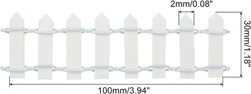 MECCANIXITY 4pcs 3.9 Inch Miniature Garden Fence, Mini Ornament Wood Picket Fence Decorative for Dollhouse Home DIY, White...