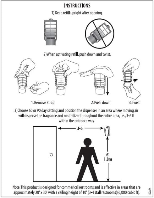 Rubbermaid Commercial Products TCell Air Freshener Refill, Pure, Odor Neutralizing, Long Lasting, Battery Free, Consistent, for Restrooms in Resta...