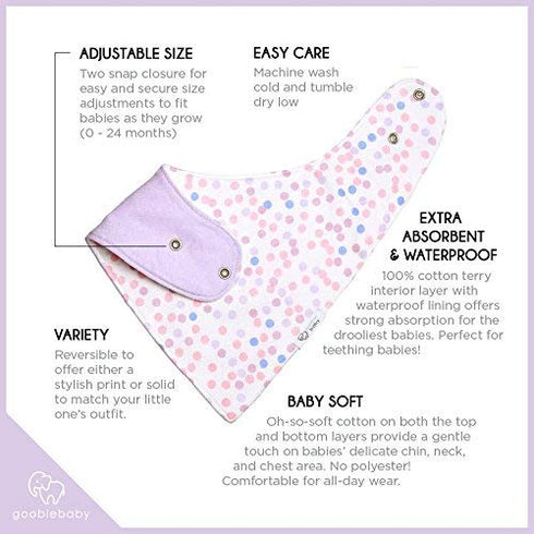 REVERSIBLE & WATERPROOF Cotton Baby Bandana Drool Bibs for Girls with Adjustable Snaps, Pack of 4, Soft Absorbent Cute Modern Premium Bib Set for ...