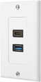 ZEXMTE HDMI and USB 3.0 Wall Plate HDMI Wall Charger Outlet Mount Socket Face Plate Panel Cover, USB & HDMI Port for High-Speed Charging, Wall Fac...