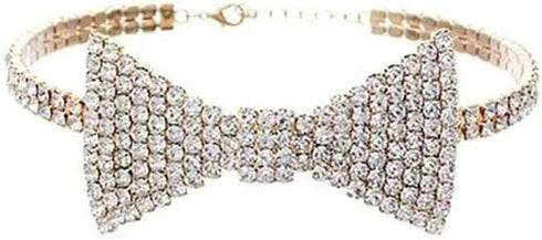 Sethexy Sparkly Rhinestone Choker Glitter Bowtie Necklace Bowknot Tennis Chain Party Nightclub Wedding Costume Jewelry for Women...