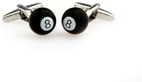 Eight 8 Ball Pool Pair Cufflinks in a Presentation Gift Box & Polishing Cloth...