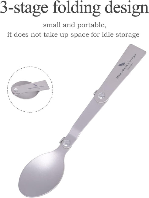 iBasingo Titanium Folding Spoon Camping Cutlery Coffee Tea Soup Dessert Food Serving Spoon Lightweight Portable Dinnerware Travel Backpacking Picn...