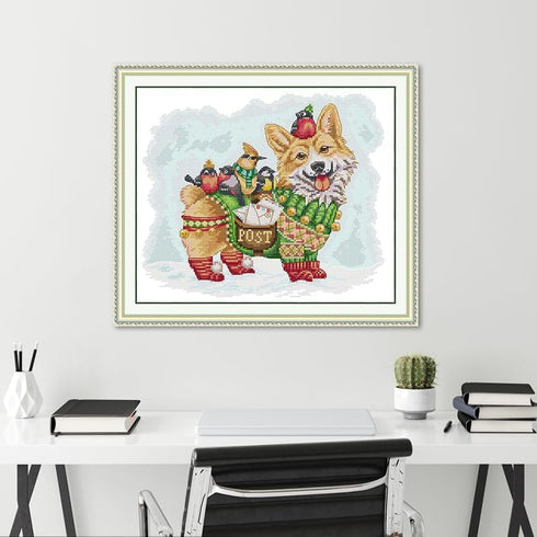 CROSSDECOR Stamped Cross Stitch Kits,Animals Counted Cross-Stitch Needlepoint Kits for Beginners,Embroidery Kit Arts and Crafts for Home Wall Deco...