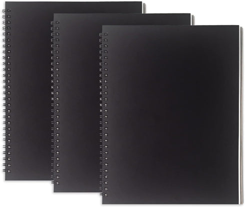 DSTELIN 10 inch x 7.5 inch, 100GSM, Blank Spiral Notebook, 3-Pack, Soft Cover, Sketch book, 100 Pages / 50 Sheets, with writing backboard, (Black)...