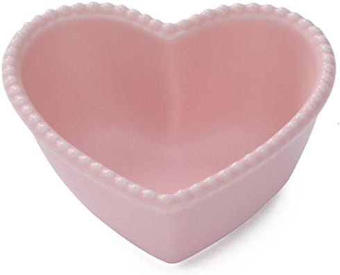 Ceramic Heart-Shaped Pudding Bowl Baked Soufflé Bowl Dessert Bowl Oven Bowl Creme Brulee Ramekin Souffle Ramekin(pink/white)...