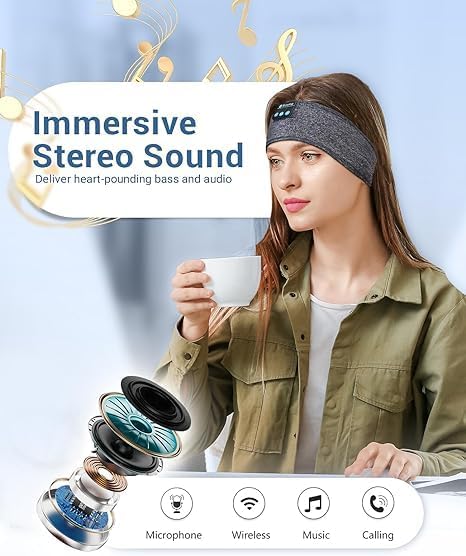 Sleeping Headphones Bluet00th Headband, Sleeping Headphones Wireless Bluet00th, Long Time Play Sleeping Headsets with Built in Speakers Perfect fo...