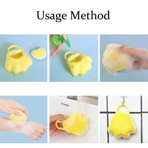 Dog Cat Bath Brush Comb Silicone Rubber, Dog Grooming Brush, Hair Fur Grooming Cleaning Brush Soft Shampoo Dispenser for Dogs and Cats Shower Groo...